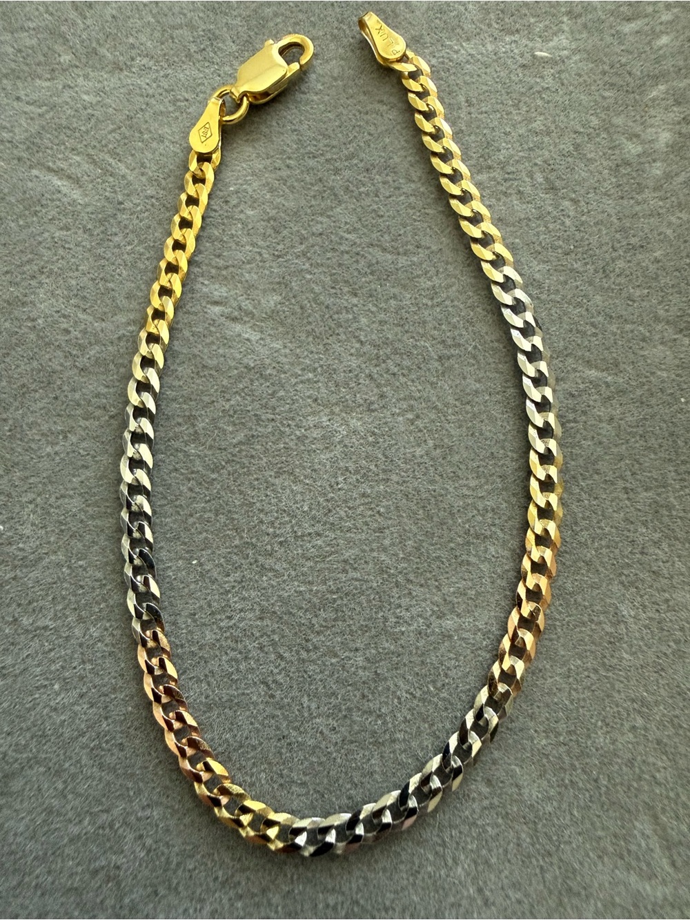 Tri-Tone Cuban solid 925 sterling Link Chain bracelet - Gold, Silver, Rose Gold